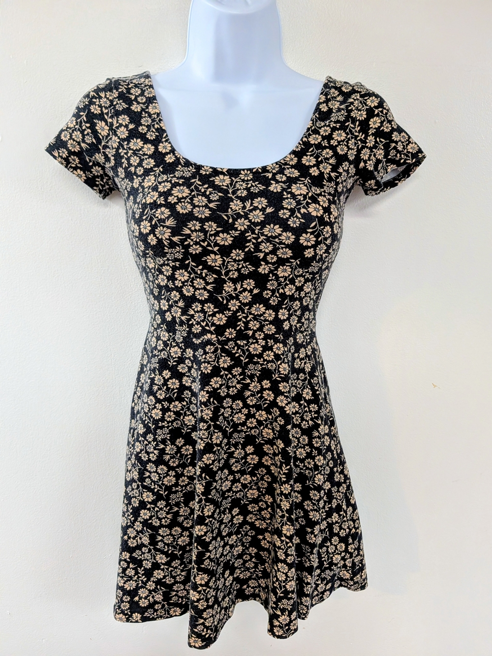 Forever 21 Black Dress with Cream Floral Print